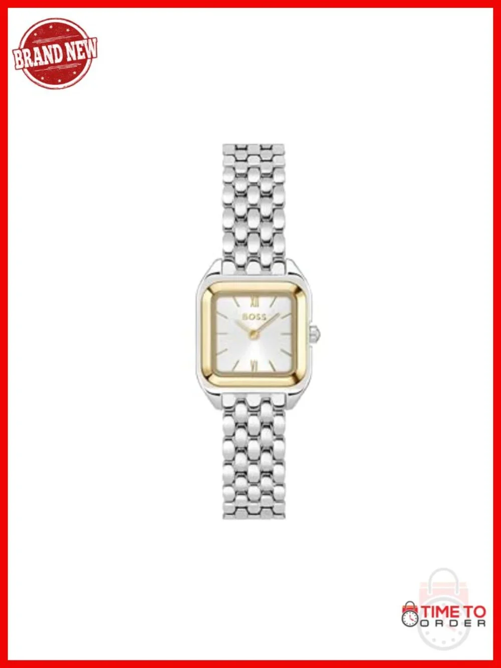 Stainless Steel Bracelet Watch with Roman Numerals, Quartz Movement, Water